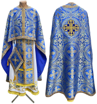 Облачение  Синее  54р/д145см   Парча "Крест в круге"