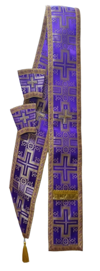ОРАРЬ Дьяконский  Фиолетовый + поручи  ↔17,5см ↕250см   Парча 