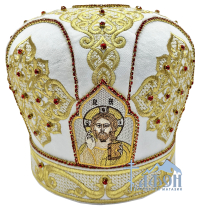 МИТРА   Біла   Розмір 58,5  Оксамит Вишивка 