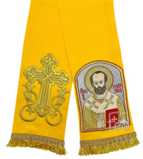 ЗАКЛАДКА для Евангелия "Николай Чудотворец" Желтая 14/140см  Габардин Вышивка