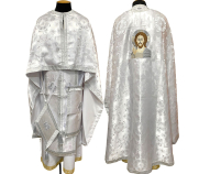 Облачение   Белое  50р/д145см   Парча  Вышитая икона Спасителя