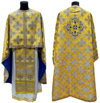 Облачение  Желто-синее  54р/д145см   Парча "Лучики"