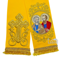 ЗАКЛАДКА для Евангелия Желтая 14/140см Парча "Петр и Павел"