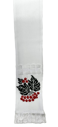 ЗАКЛАДКА для Евангелия "Калина" Белая 12/140см  Габардин Вышивка