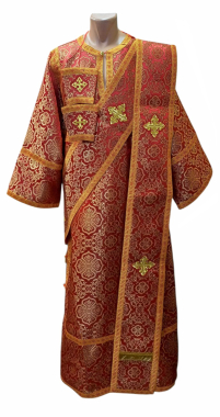 СТИХАРЬ Дьяконский + орарь + поручи   Красный  54р/д150см   Парча 