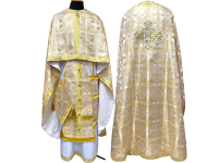 Облачение  Бело-золотое  46р/д145см   Парча "Крест в рамке"