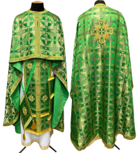 Облачение  Зеленое  50р/д145см   Парча "Крест в рамке"