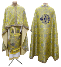 Облачение  Желтое  50р/д145см   Парча "Виноградна лоза,  промінчики"