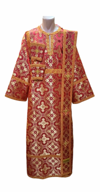 СТИХАРЬ Дьяконский + орарь + поручи   Красный  54р/д150см   Парча 