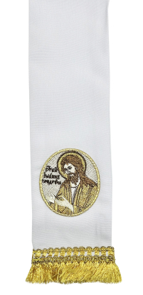 ЗАКЛАДКА для Евангелия Белая Иоанн Креститель 9.5/140см Габардин Вышивка