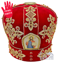 МИТРА   Червона   Розмір 59   Оксамит Вишивка канітелью 