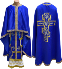 Облачение  Синее  54р/д145см   Королевский атлас Вышивка