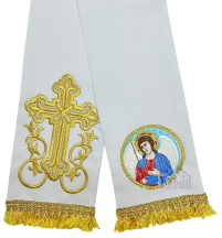 ЗАКЛАДКА для Евангелия "Гавриил" Белая 14/140см  Габардин Вышивка
