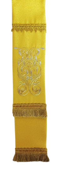 ЗАКЛАДКА для Евангелия Желтая 10/140см Фактурная Парча Вышивка