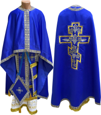 Облачение  Синее  52р/д145см   Королевский атлас Вышивка