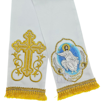 ЗАКЛАДКА для Евангелия "Вознесение" Белая 14/140см  Габардин Вышивка