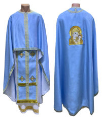 Облачение   Голубо-золотое   54р/д145см   Парча фактурна  "Ікона Казанская"